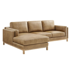 Roscoe Toast Left-Facing Vegan Leather Sectional Sofa with Chaise - Ornate Home