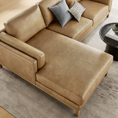 Roscoe Toast Left-Facing Vegan Leather Sectional Sofa with Chaise - Ornate Home