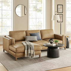 Roscoe Toast Left-Facing Vegan Leather Sectional Sofa with Chaise - Ornate Home