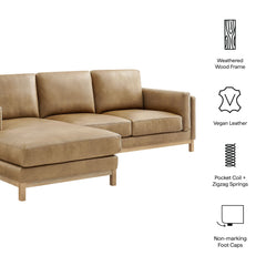 Roscoe Toast Left-Facing Vegan Leather Sectional Sofa with Chaise - Ornate Home