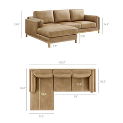 Roscoe Toast Left-Facing Vegan Leather Sectional Sofa with Chaise - Ornate Home