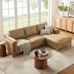 Roscoe Toast Right-Facing Vegan Leather Sectional Sofa with Chaise - Ornate Home