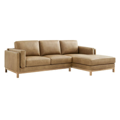 Roscoe Toast Right-Facing Vegan Leather Sectional Sofa with Chaise - Ornate Home
