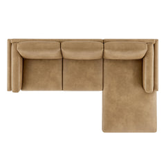Roscoe Toast Right-Facing Vegan Leather Sectional Sofa with Chaise - Ornate Home