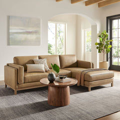 Roscoe Toast Right-Facing Vegan Leather Sectional Sofa with Chaise - Ornate Home