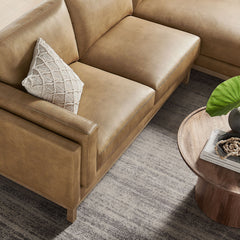 Roscoe Toast Right-Facing Vegan Leather Sectional Sofa with Chaise - Ornate Home