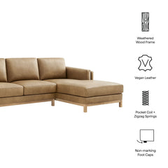 Roscoe Toast Right-Facing Vegan Leather Sectional Sofa with Chaise - Ornate Home