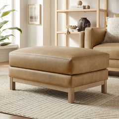 Roscoe Toast Vegan Leather Ottoman - Ornate Home