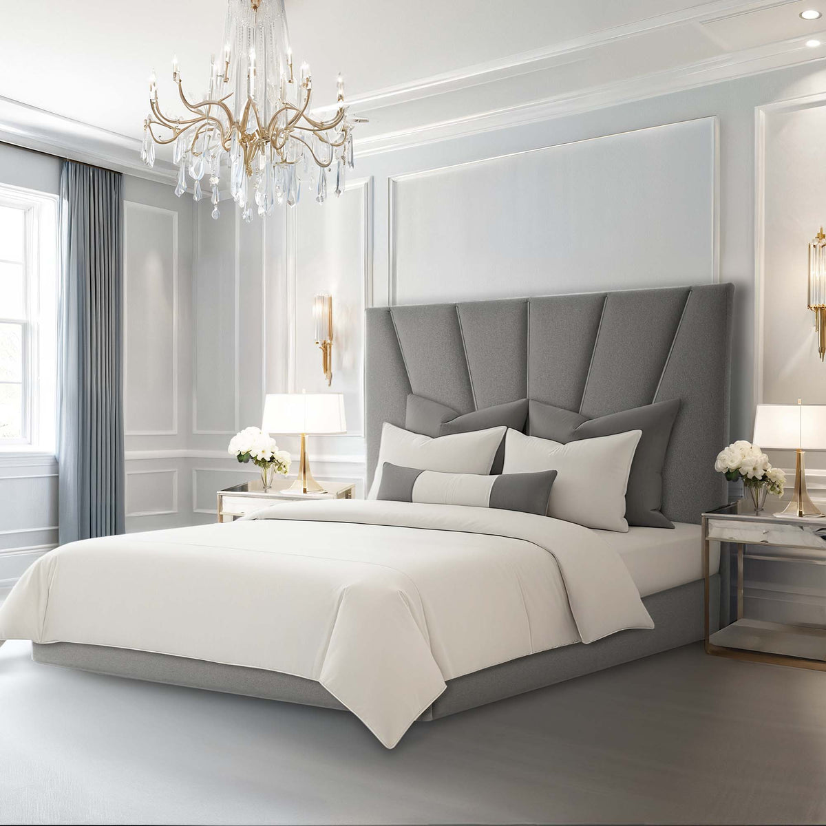 Rose Chrome/Gray Queen Lift Up Storage Bed