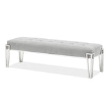Rose Chrome/Gray Velvet Accent Bench - Ornate Home
