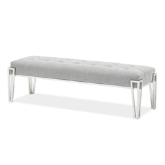 Rose Chrome/Gray Velvet Accent Bench - Ornate Home