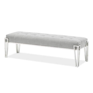 Rose Chrome/Gray Velvet Accent Bench - Ornate Home