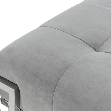 Rose Chrome/Gray Velvet Accent Bench - Ornate Home