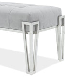 Rose Chrome/Gray Velvet Accent Bench - Ornate Home