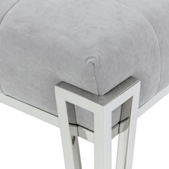 Rose Chrome/Gray Velvet Accent Bench - Ornate Home