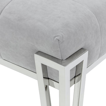 Rose Chrome/Gray Velvet Accent Bench - Ornate Home