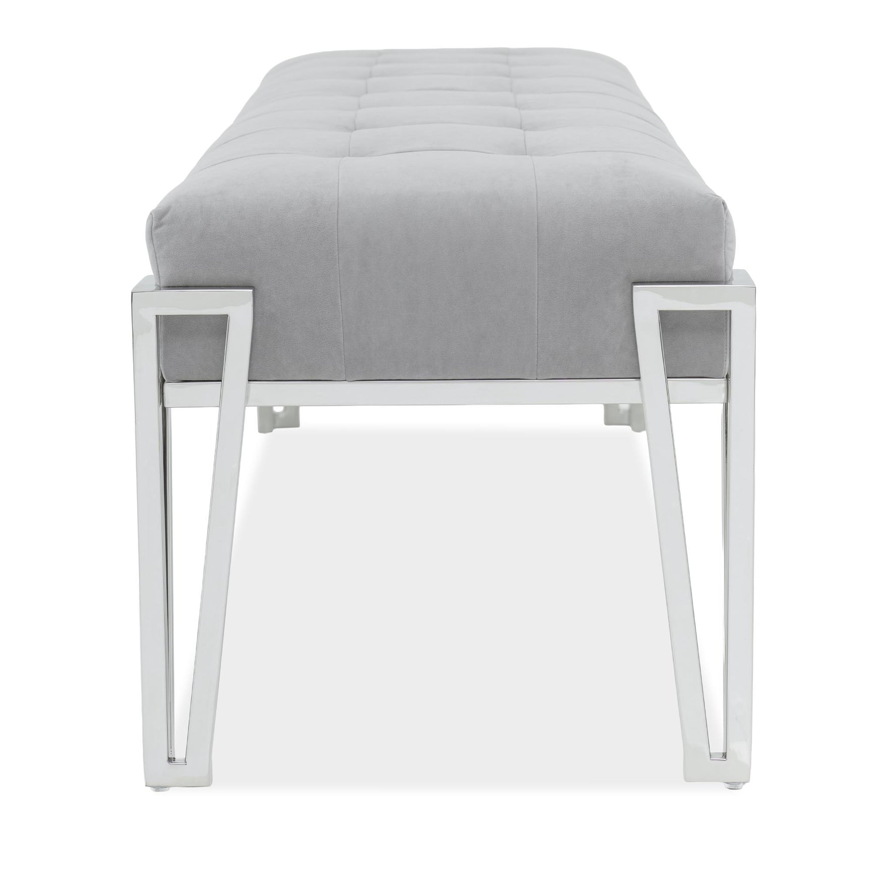 Rose Chrome/Gray Velvet Accent Bench - Ornate Home