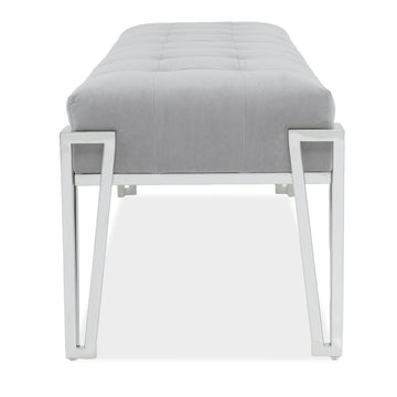 Rose Chrome/Gray Velvet Accent Bench - Ornate Home