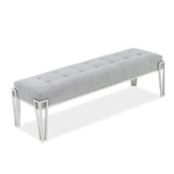 Rose Chrome/Gray Velvet Accent Bench - Ornate Home