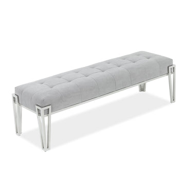 Rose Chrome/Gray Velvet Accent Bench - Ornate Home