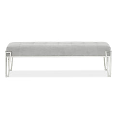 Rose Chrome/Gray Velvet Accent Bench - Ornate Home
