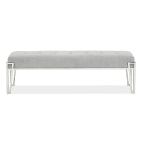Rose Chrome/Gray Velvet Accent Bench - Ornate Home