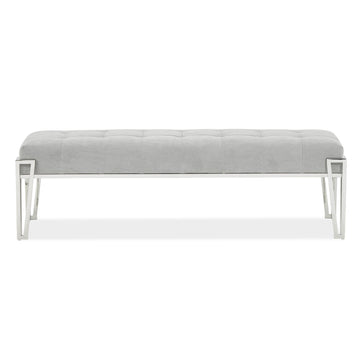 Rose Chrome/Gray Velvet Accent Bench - Ornate Home