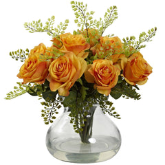 Rose & Maiden Hair Arrangement w/Vase - Ornate Home