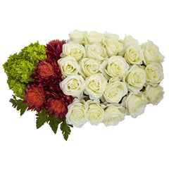 Rose, Tropical Flower and Hydrangea Artificial Arrangement in Black Vase - Ornate Home