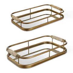 Rosea Brushed Gold Trays (Set of 2) - Ornate Home