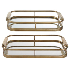 Rosea Brushed Gold Trays (Set of 2) - Ornate Home