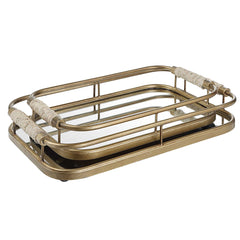 Rosea Brushed Gold Trays (Set of 2) - Ornate Home