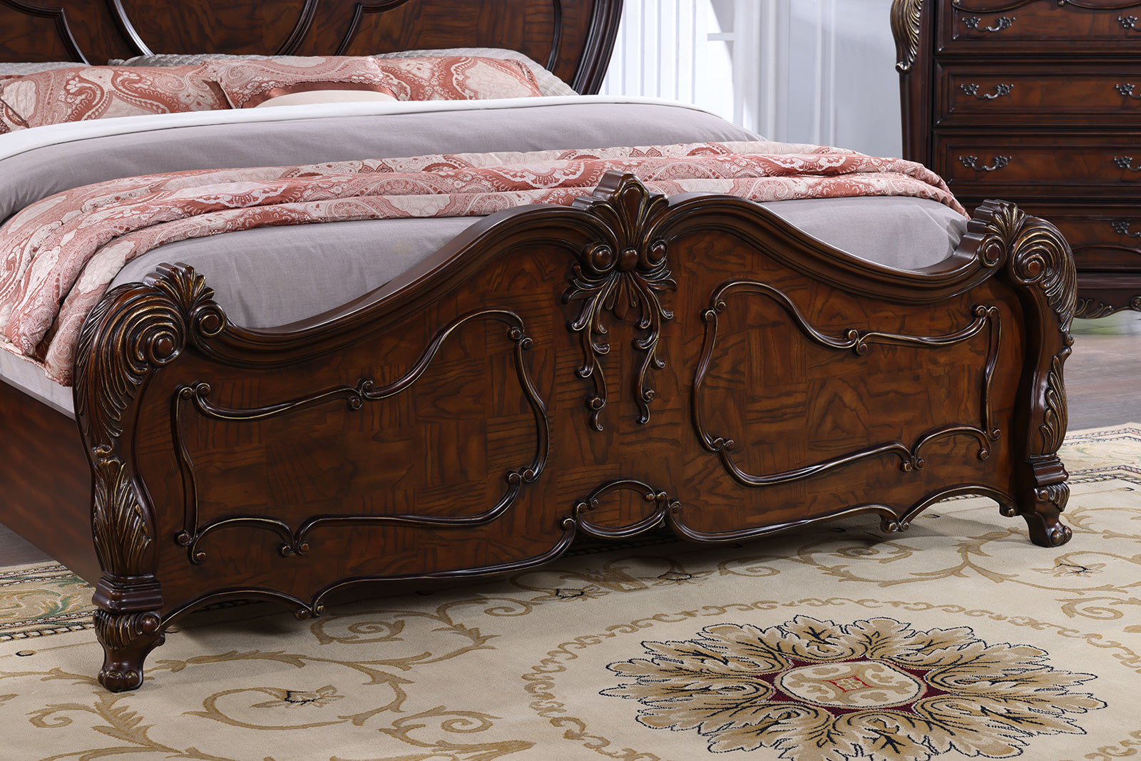 Roselli Dark Cherry 4 Pc. Queen Bedroom Set - Ornate Home