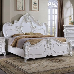 Roselli White 4 Pc. Queen Bedroom Set - Ornate Home