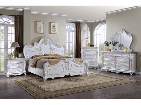 Roselli White 4 Pc. Queen Bedroom Set - Ornate Home