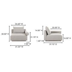 Rosello Light Grey Right Arm Facing Chair - Ornate Home
