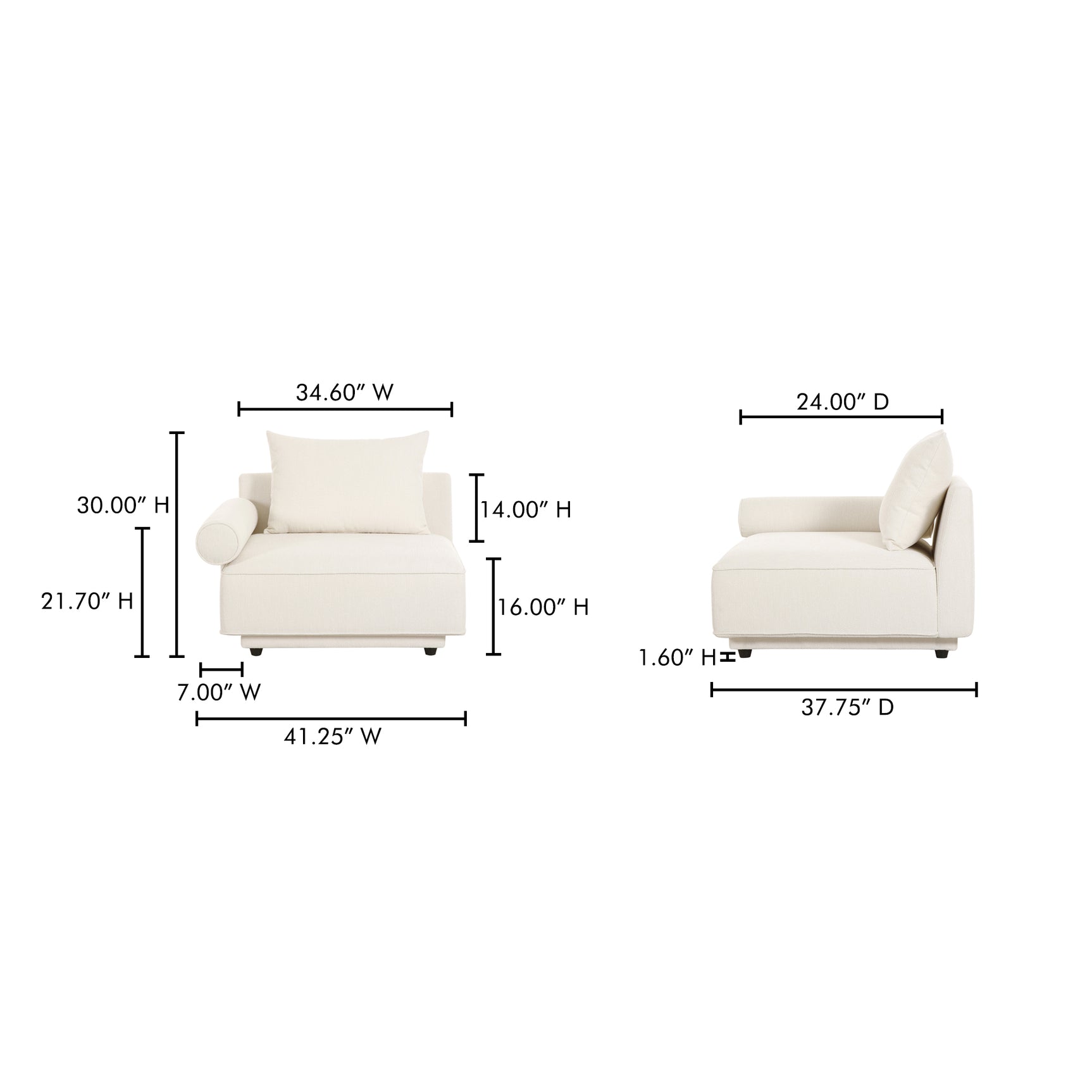 Rosello White Left Arm Facing Chair - Ornate Home