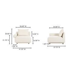 Rosello White Left Arm Facing Chair - Ornate Home