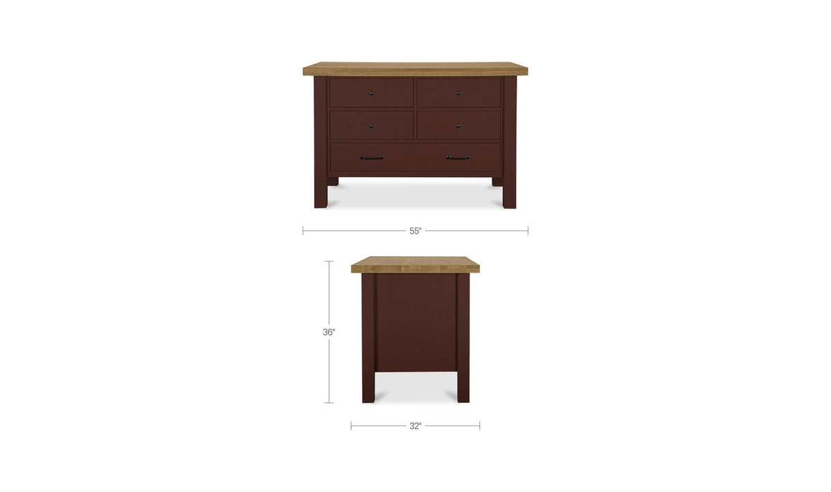 Rosemary Red Kitchen Island - Ornate Home