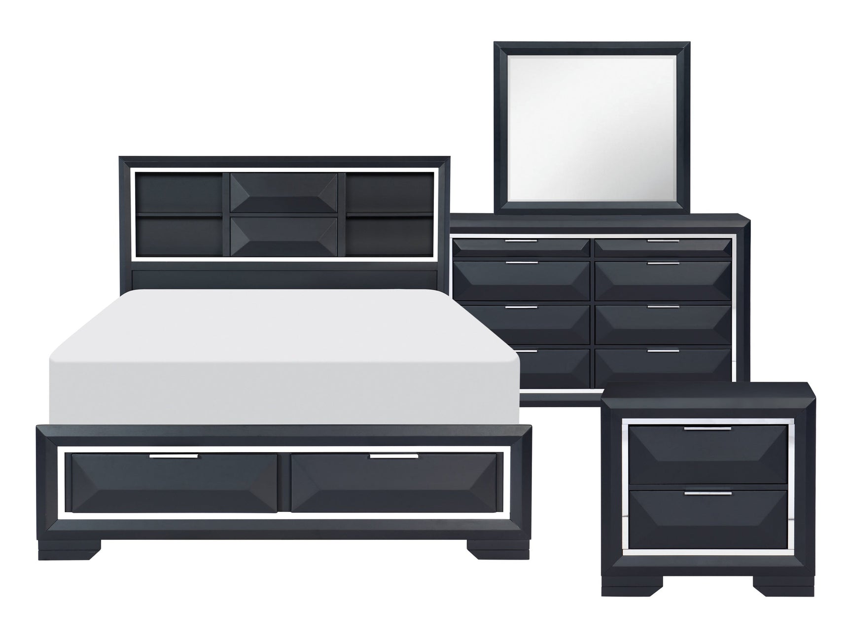 Rosemont Midnight Blue 4-piece Queen Bedroom Set - Ornate Home