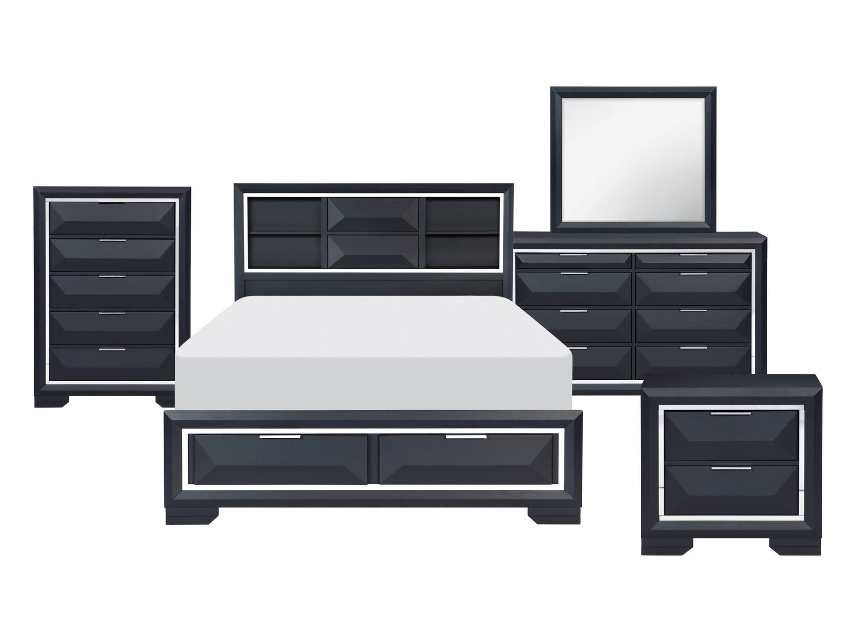 Rosemont Midnight Blue 5-Piece Queen Bedroom Set - Ornate Home