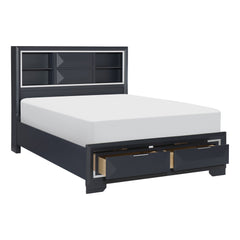 Rosemont Midnight Blue Queen Platform Bed - Ornate Home