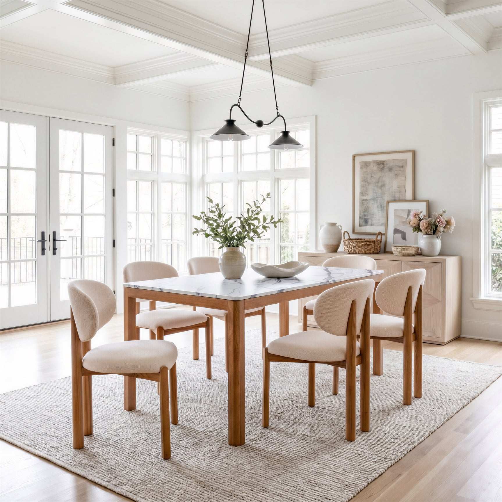 Rosetta Beige & Walnut Dining Chair (Set of 2)