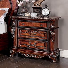 Rosewood Antique Dark Oak Nightstand - Ornate Home