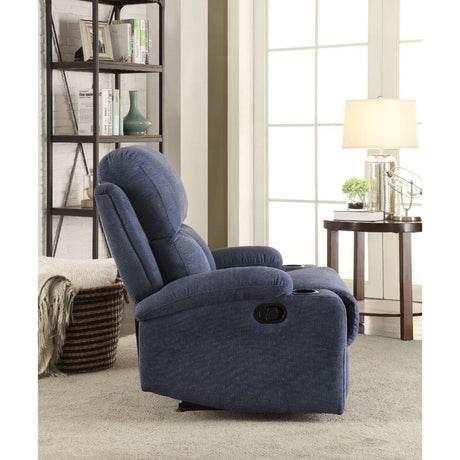 Rosia Blue Velvet Manual Recliner - Ornate Home