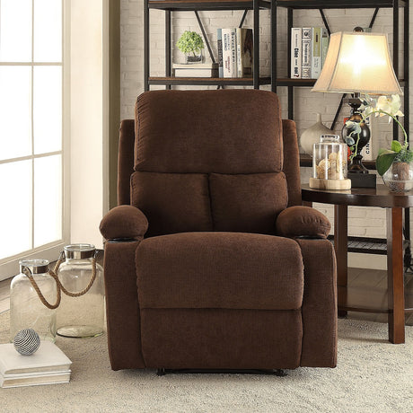 Rosia Chocolate Velvet Recliner (Motion) - Ornate Home