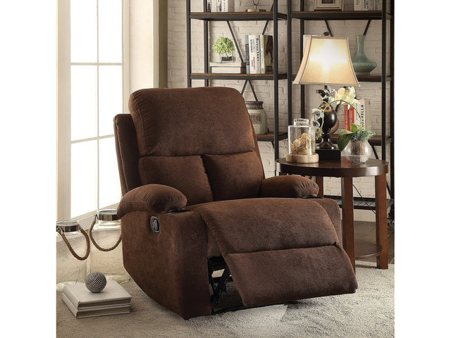 Rosia Chocolate Velvet Recliner (Motion) - Ornate Home