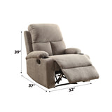 Rosia Gray Velvet Recliner (Motion) - Ornate Home