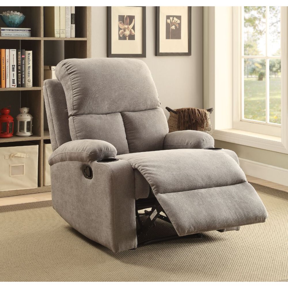 Rosia Gray Velvet Recliner (Motion) - Ornate Home