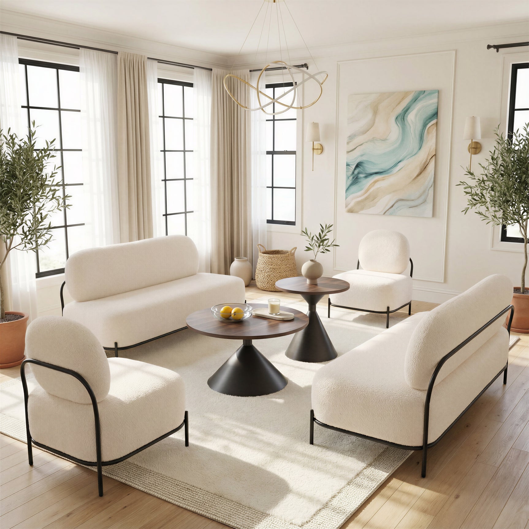 Rosk Walnut & Black Coffee Table Set (2-Piece) - Ornate Home